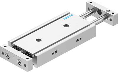 Lineareinheit von Festo mit zwei parallelen Stangen und rechteckiger Basis; verwendet für präzise lineare Bewegungen in Maschinen.