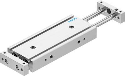 Linearführung mit zwei parallelen Stäben und rechteckiger Basis. Wird häufig in automatisierten Systemen zur präzisen Bewegung verwendet.