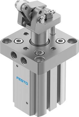 Pneumatischer Zylinder von Festo mit mehreren Öffnungen und Metallkonstruktion. Hauptsächlich für industrielle Anwendungen geeignet.
