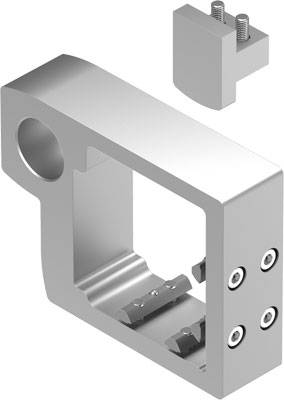 Metallteil mit abgewinkelter Form, mehreren Schraubenlöchern und zwei Befestigungsschrauben oben. Verwendbar als Halterung oder Anschlussstück.