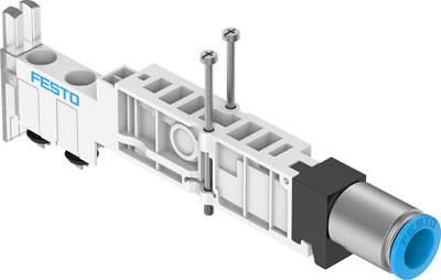 Pneumatisches Ventil von Festo mit zwei Schrauben montiert. Verwendet für Steuerungsanwendungen in automatisierten Systemen.