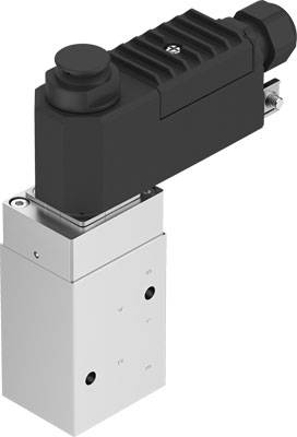 Industrieventil: Schwarzer elektrischer Anschluss auf silbernem Block mit Bohrungen. Dient zur Steuerung von Flüssigkeitsflüssen.