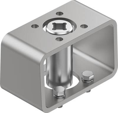 Metallhalterung mit rechteckiger Form, Schrauböffnungen und innenliegendem Befestigungszylinder, geeignet für industrielle Anwendungen.