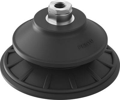 Saugstopp von Festo in schwarzer Farbe, geeignet zum sicheren Heben und Transportieren von glatten Oberflächen.