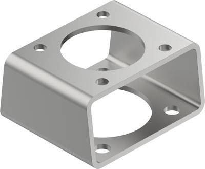 Metallwinkelhalterung mit quadratischem Lochprofil und vier Schraubbohrungen an den Ecken, zur Stabilisierung technischer Strukturen.