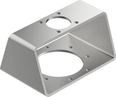 Metallhalterung mit rechteckigem Querschnitt, mehreren Löchern zur Befestigung und abgeschrägten Kanten.