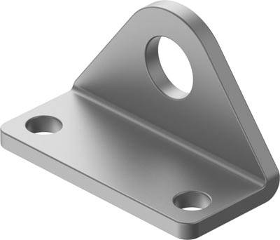 Metallwinkelhalterung mit drei Löchern zum Befestigen, zwei an der Basis und eins oben. Geeignet für verschiedene Montagezwecke.