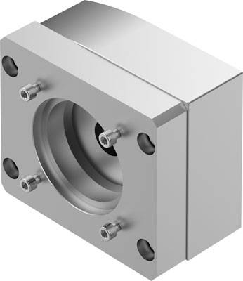 Metallischer Lagerbock mit vier Schraubenlöchern. Er wird verwendet, um Wellen in Maschinen zu unterstützen und zu lagern.