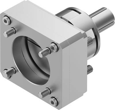 Metallisches mechanisches Bauteil mit mehreren Schrauben und einem zentralen zylindrischen Element.