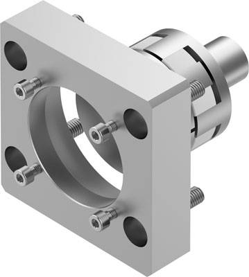 Ein Metallanschlussstück mit rundem Flansch und fünf Schrauben, oft verwendet für industrielle Verbindungen oder mechanische Befestigungen.