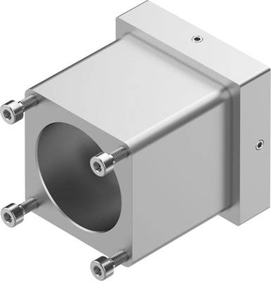 Metallplatte mit quadratischem Gehäuse und vier Schrauben an den Ecken. Das Gehäuse hat eine kreisförmige Öffnung in der Mitte.