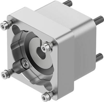 Metallischer Mechanismus mit Schrauben und einer zentralen Achse, vermutlich Teil eines mechanischen Geräts oder Maschinenelements.