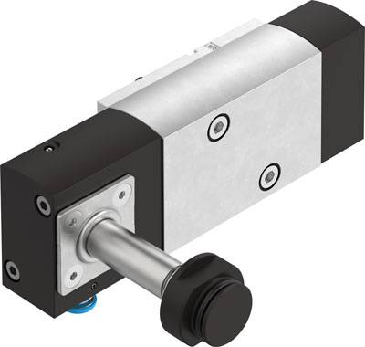 Einreihiger Umlenkstossdämpfer mit schwarzem und silbernem Gehäuse, sichtbare Montagekomponenten, geeignet für mechanische Anwendungen.