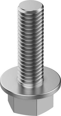 Ein einzelner silberner Sechskantschraubenbolzen mit Gewinde.