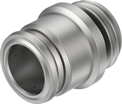 Metallverbindungsstück, zylindrisch geformt, mit mehreren Rillen und glatter Oberfläche.
