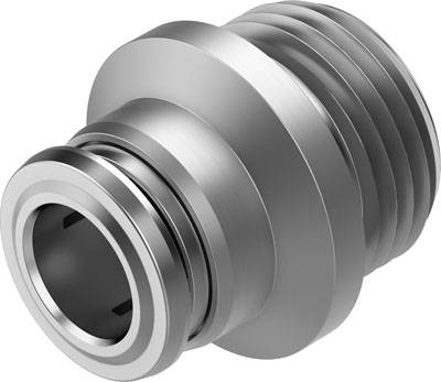 Metallischer Gewindestopfen mit zylindrischem Körper und sichtbaren Gewinden, geeignet für Maschinen- oder Rohrverbindungen.