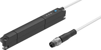 Linearisierungssensor in rechteckiger Form mit Kabel und Stecker, geeignet für präzise Positionsmessungen in industriellen Anwendungen.