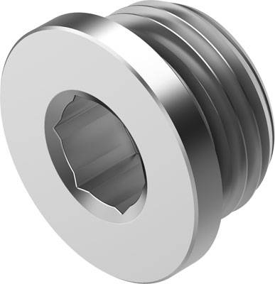 Eine silberne, sechskantige Schraube mit Gewinden und einer glatten Oberfläche, die für mechanische Verbindungen verwendet wird.