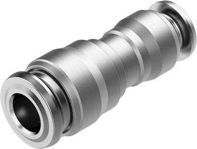 Metallverbinder in zylindrischer Form, passend für Rohrverbindungen. Er hat glatte und gerillte Oberflächen für sicheren Halt.