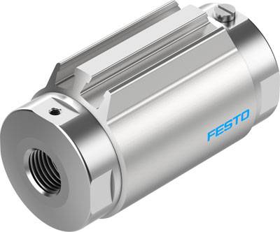 Metallischer Zylinder mit Gewindeanschluss und 'Festo'-Logo, vermutlich ein pneumatischer Aktuator-Komponent.