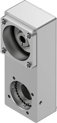 Metallisches Getriebegehäuse mit zwei Öffnungen, sichtbar sind Zahnräder. Geeignet für industrielle Anwendungen.