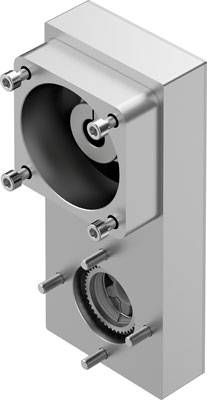 Metallisches Maschinenteil mit runden Aussparungen und mehreren Schrauben, vermutlich Teil eines Getriebes oder einer mechanischen Vorrichtung.