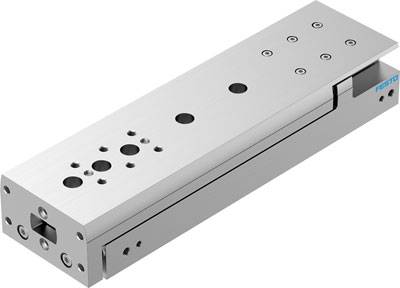 Aluminium-Linearführung mit mehreren Bohrungen und Befestigungspunkten.