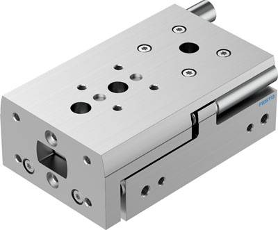 Rechteckiger pneumatischer Antrieb aus Metall mit mehreren Bohrungen und Befestigungspunkten, geeignet für industrielle Anwendungen.