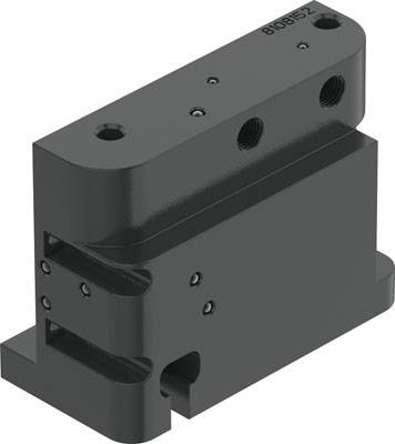 Metallischer Gerätehalter mit mehreren Befestigungslöchern und abgerundeten Kanten.