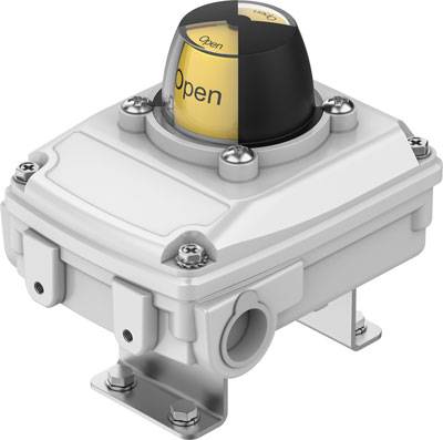 Ein rechteckiger, grauer elektrischer Schalterkasten mit einem runden, halbtransparenten Deckel. Darauf steht 'Open’.