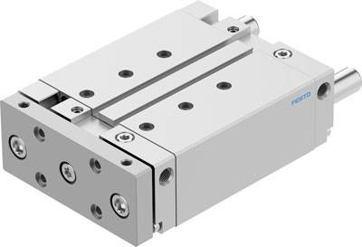 Flacher pneumatischer Antrieb im Rechteckdesign von Festo, häufig in der Automatisierungstechnik verwendet.