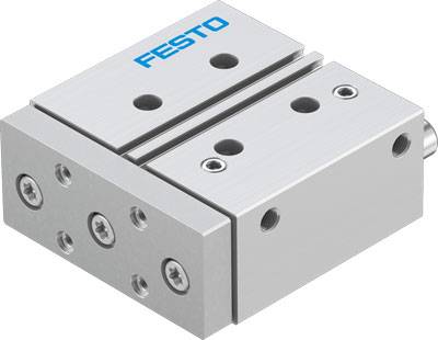 Pneumatikzylinder von Festo mit zwei parallelen Platten und mehreren Schraubbefestigungen, geeignet für industrielle Anwendungen.