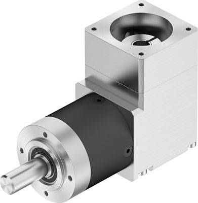Ein metallisches Planetengetriebe mit schwarzem Gehäuse und silbernem Zylinder, geeignet für präzise mechanische Anwendungen.