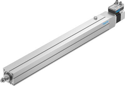 Linearantrieb mit länglichem, rechteckigem Gehäuse aus Metall, vermutlich pneumatisch oder elektrisch betrieben, mit Anschlüssen an beiden Enden.