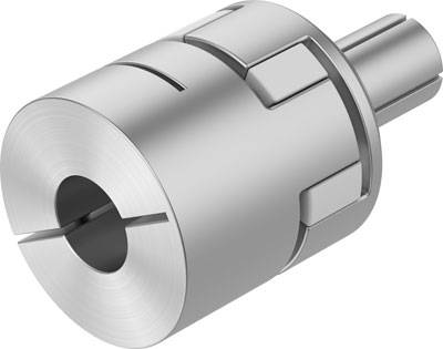 Metallischer Werkzeughalter mit zylindrischer Form und mehreren Einschnitten, die zur Befestigung eines Werkzeugs dienen.