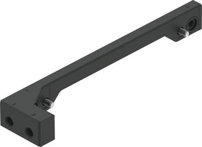 L-förmige Metallstange mit zwei Bolzen an den Enden, vermutlich ein mechanisches Teil.