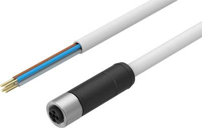 Eine elektrische Steckverbindung mit mehreren Drähten und einer Buchse, geeignet für den Einsatz in industriellen Anwendungen.