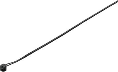 Ein schwarzes Kabel mit einem Stecker an einem Ende, vermutlich für elektronische Verbindungen oder elektrische Geräte.