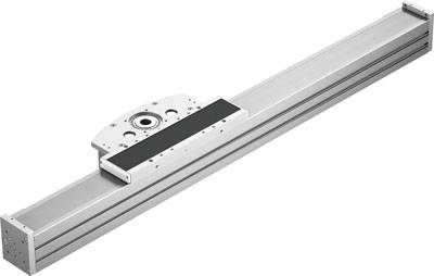Ein lineares Schienensystem aus Metall mit eleganter Halterung, oft verwendet für präzise Bewegungssteuerung in Maschinen.