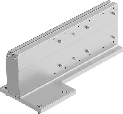Metallhalterung mit mehreren Schraubenlöchern und rechteckiger Basis, geeignet zur Befestigung an Flächen oder Strukturen.