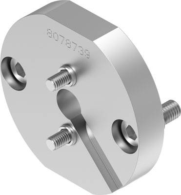Metallscheibe mit zwei Schraubenlöchern und einer zentralen Einkerbung. Oberseite trägt die Markierung '8078739'.