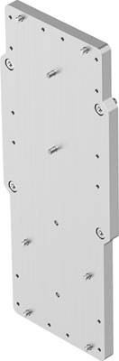 Metallplatte mit mehreren Bohrungen und Schrauben.