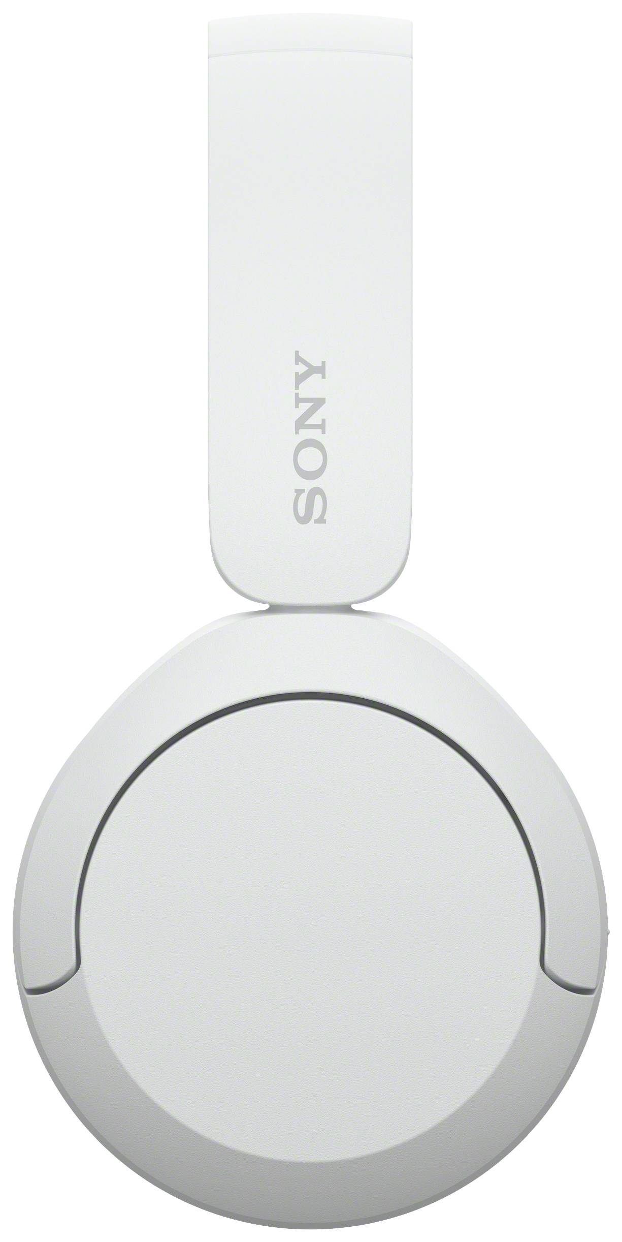 Weiße Sony-Kopfhörer, geschlossene Ohrmuschel, minimalistisches Design.
