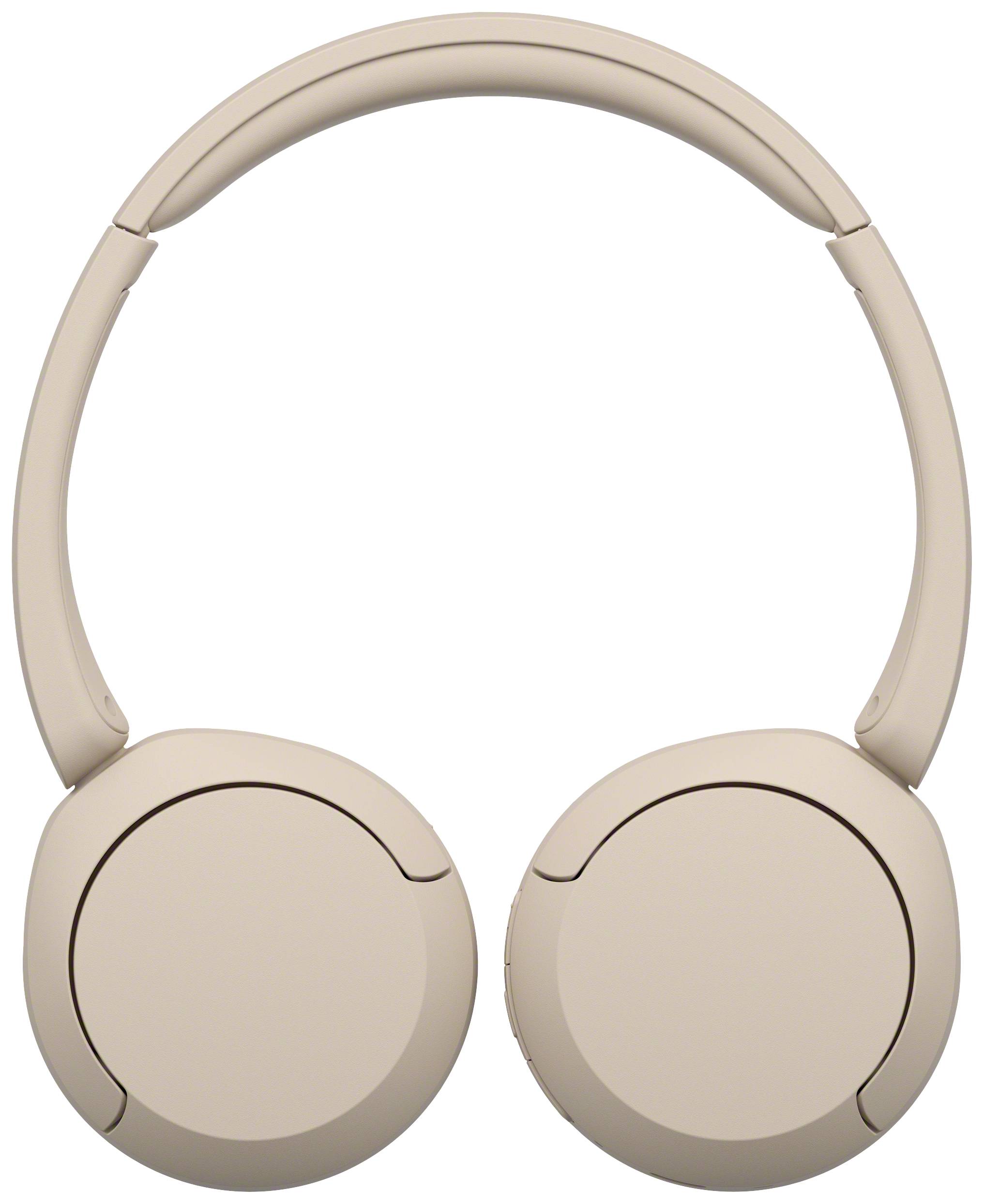 Gebogene, ohrumschließende Kopfhörer in Beige, zeigt minimalistisches, elegantes Design. Essentials für Musik oder Anrufe.