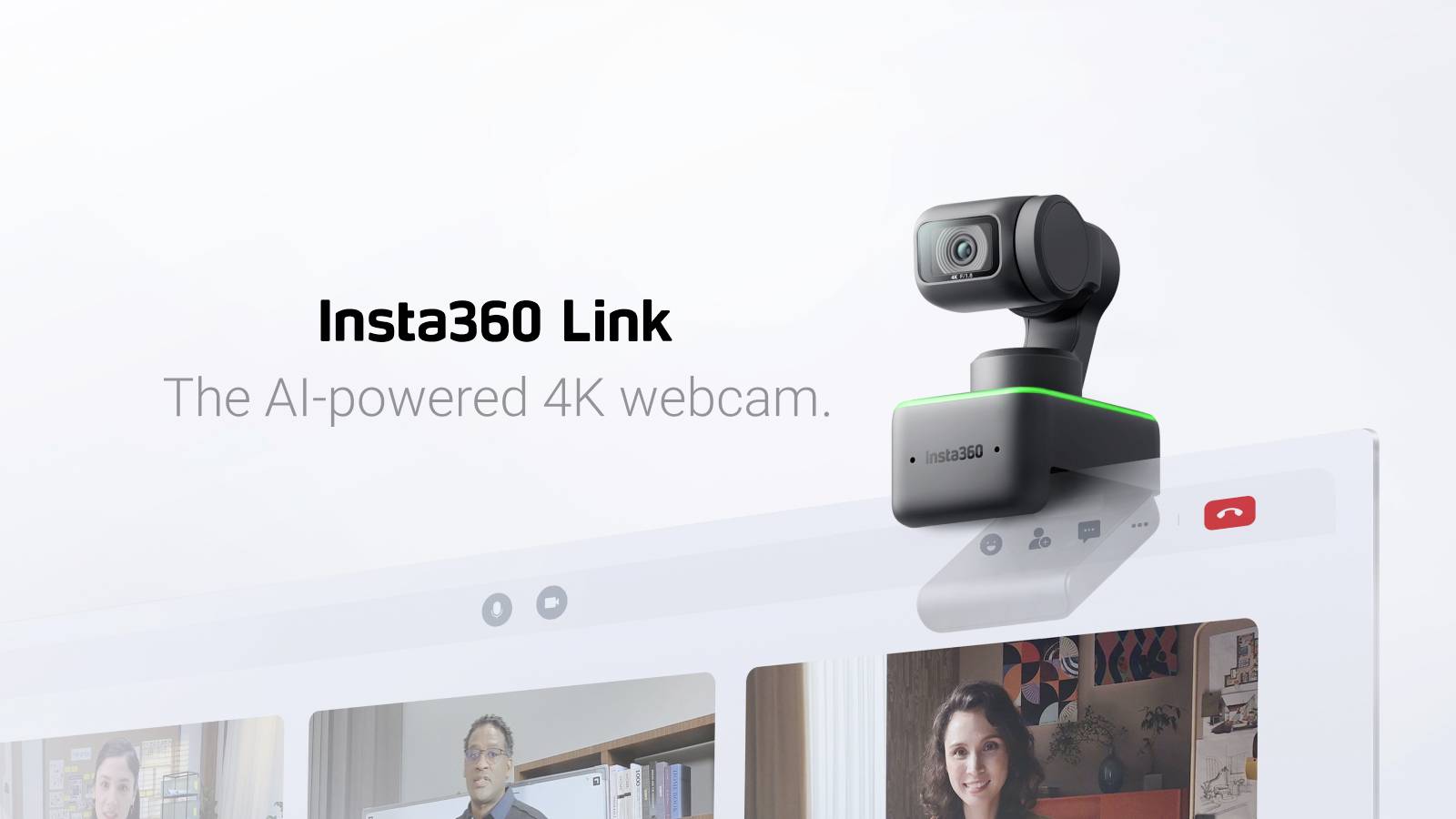 Insta360 Link 4k Webcam, 1080 MP, 3840 x 2160 Pixel, Full HD, 60 fps, 720p, 1080p, H.264, ISO, M-JPEG