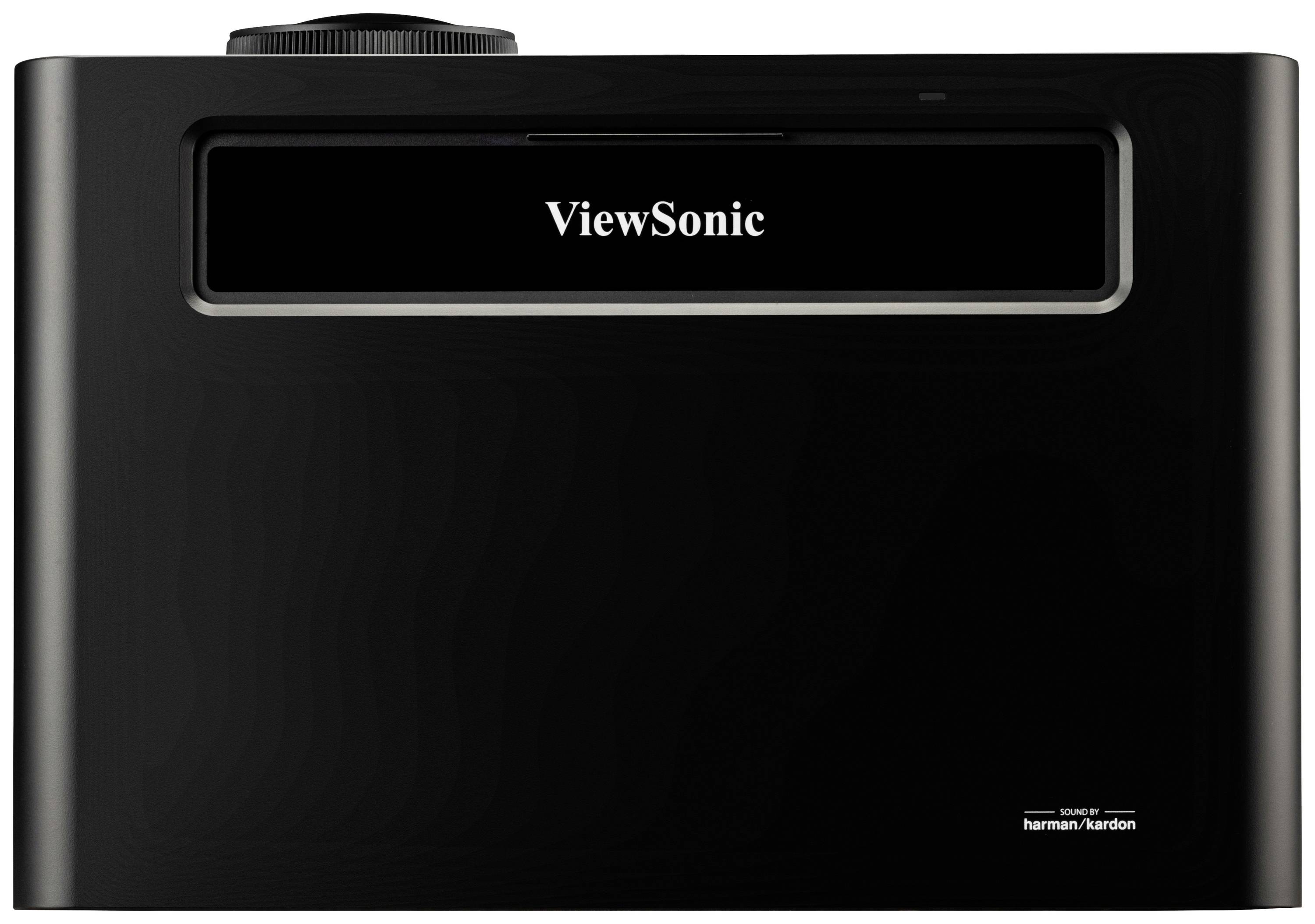 Ein schwarzer Projektor von ViewSonic mit Harman/Kardon-Sound.