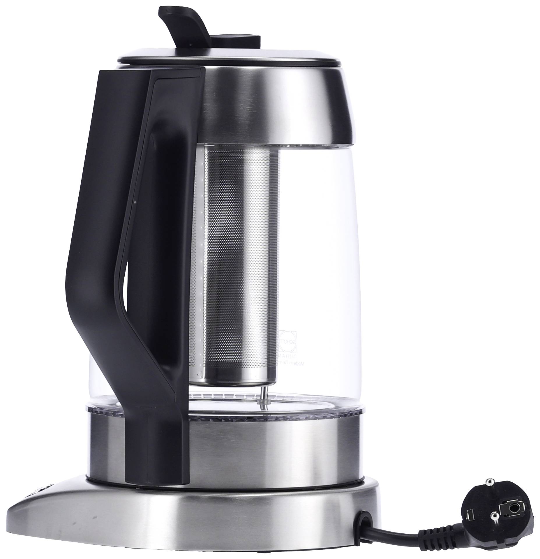 Severin WK 3479 Wasserkocher schnurlos, Überhitzungsschutz Glas, Edelstahl (gebürstet), Schwarz Fassungsvermögen: 1.7 l