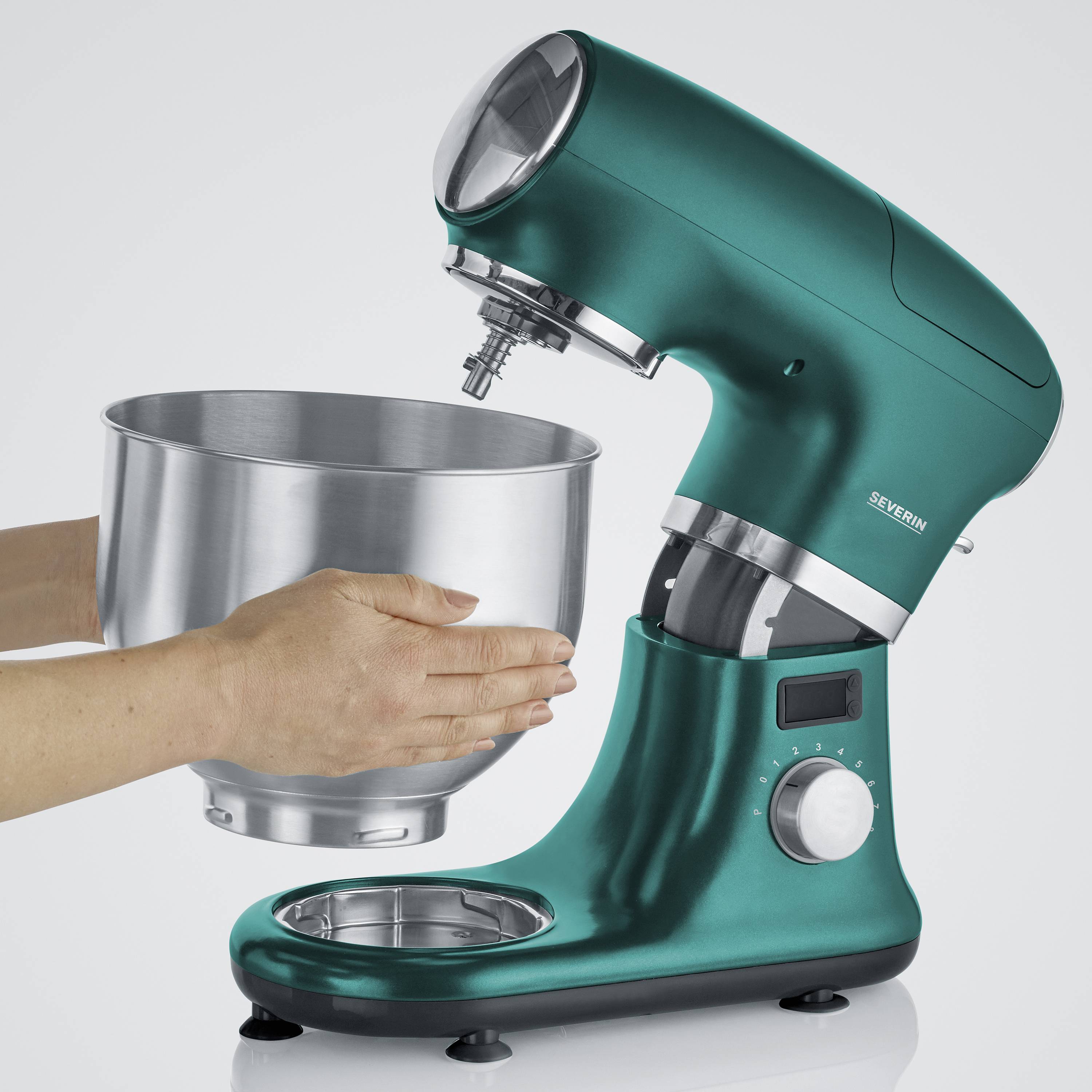 Severin KM 3896 Küchenmaschine 1000 W Edelstahl, Grün (matt), Schwarz