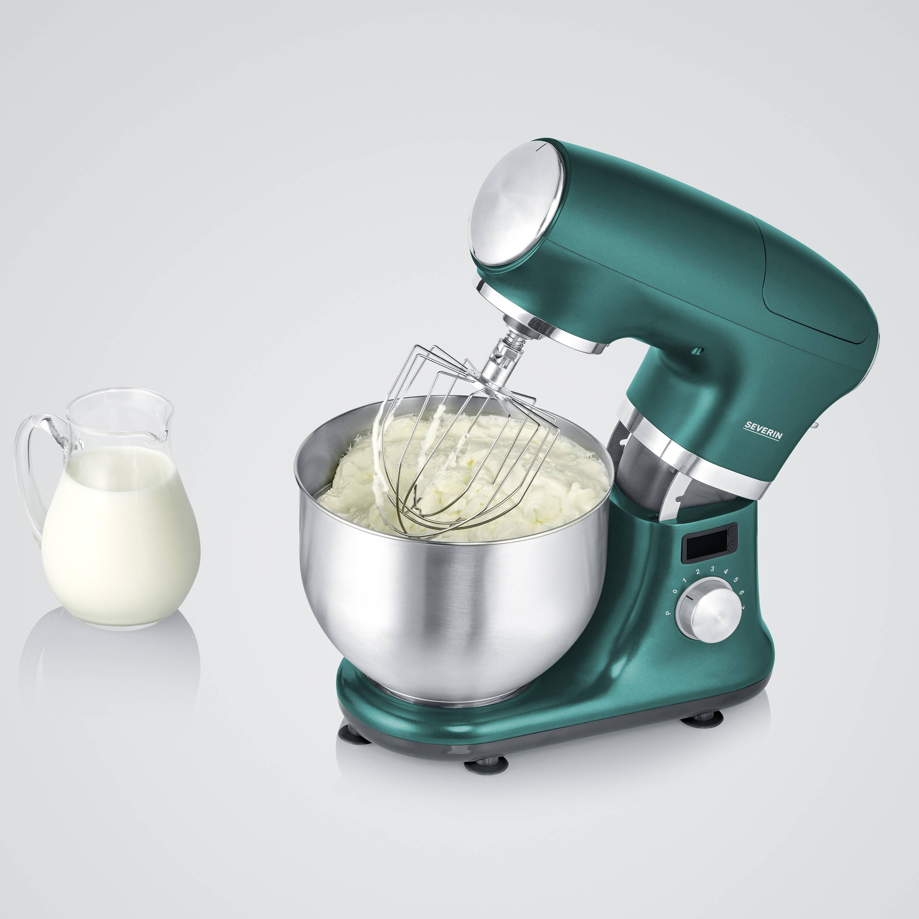 Severin KM 3896 Küchenmaschine 1000 W Edelstahl, Grün (matt), Schwarz
