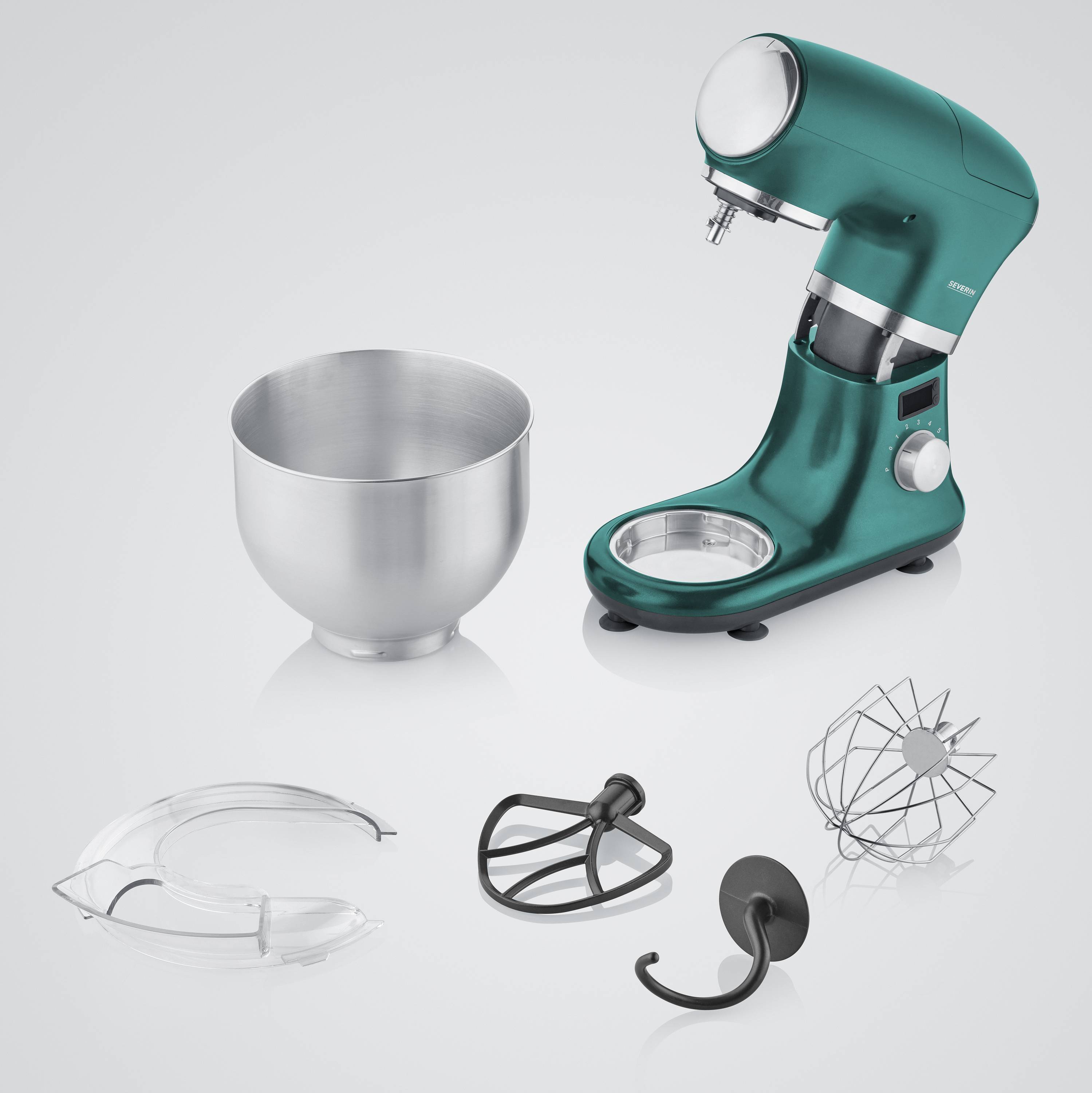 Severin KM 3896 Küchenmaschine 1000 W Edelstahl, Grün (matt), Schwarz